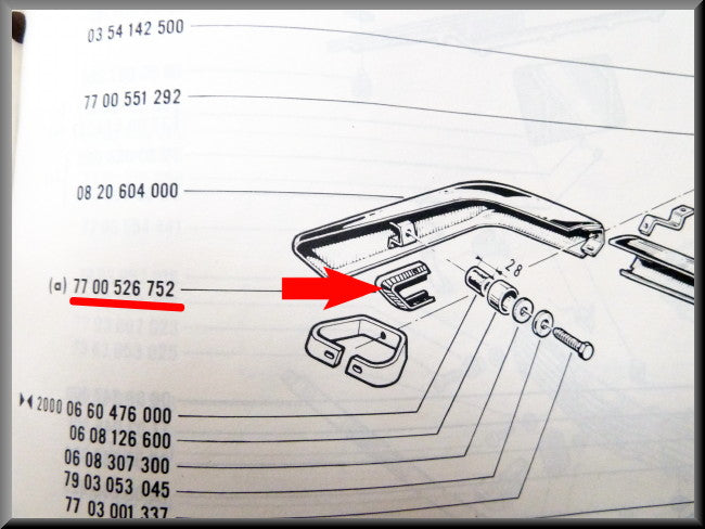Protection de pare-chocs arrière droite en plastique – Renault 16 – OEM 7700526752
