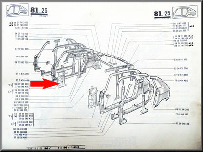 Garde-boue intérieur droit – Renault 16 – OEM 7700549479 / 0820589400 / 7700549477