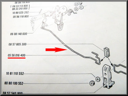 Pull rod right for the bonnet lock – Renault 16 – OEM 0556016400