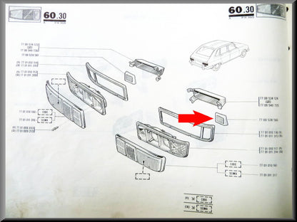 Réflecteur arrière droit – Renault 16 TX, TL, TS – OEM 7700528560