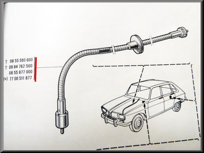 Câble de compteur de vitesse – Renault 16 TL, TS, L – OEM 0855877000