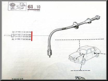 Câble de compteur kilométrique – Renault 16 TX – OEM 7700528671