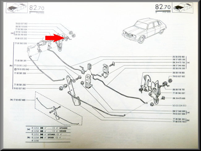 Ressort de fermeture capot moteur – Renault 16 – OEM 0608118800