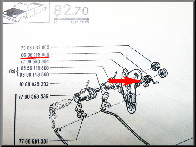 Ressort de fermeture capot moteur – Renault 16 – OEM 0608118800