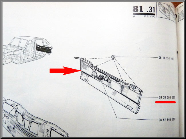 Panneau arrière – Renault 16 L – OEM 0820586500
