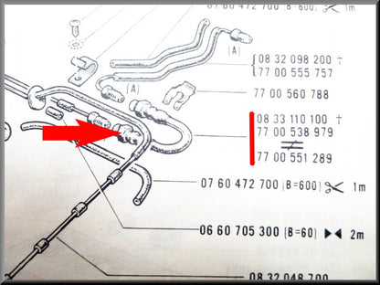 Jeu de flexibles de frein arrière – Renault 16 – OEM 7700551289