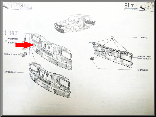 Façade avant – Renault 16 TL, TS – OEM 7700539966 / 7700525844
