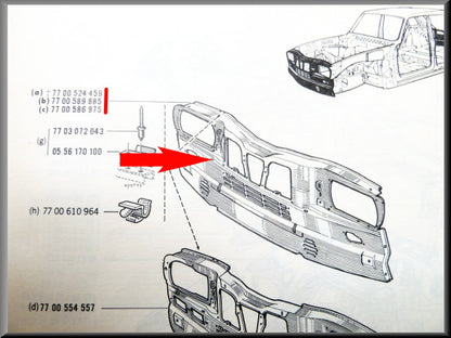 Façade avant – Renault 16 TL, TS – OEM 7700539966 / 7700525844