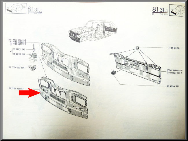 Façade avant – Renault 16 TX – OEM 7700554557
