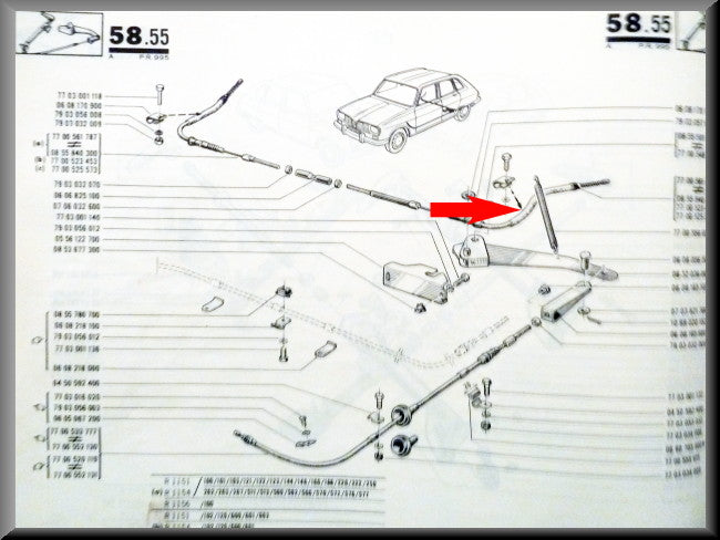 Handremkabel achter links – Renault 16 – OEM 7701348403 / 0855840200