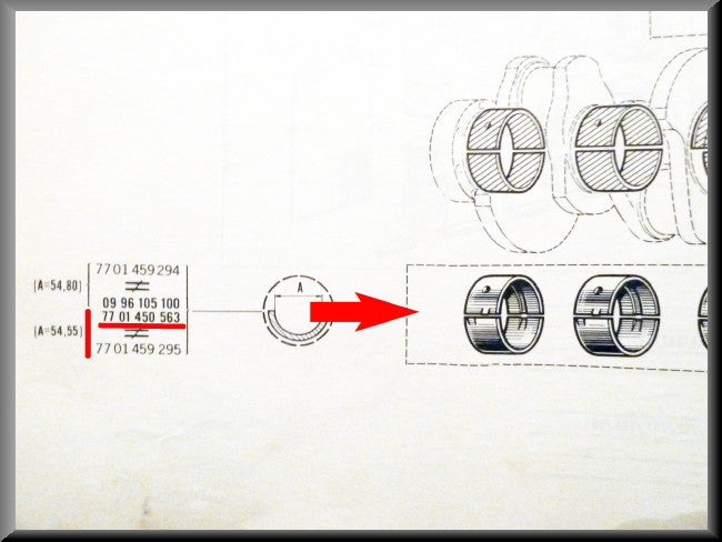 Coussinets de bielle 47,75 mm (0,25mm) – Renault 16 – Lotus Europa - Renault 17 - Renault divers - OEM 7701452165