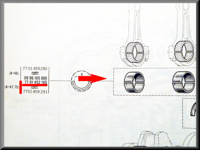 Coussinets de vilebrequin 54,55 mm (1ère cote réparation 0,25 mm) – Renault 16 – Lotus Europa - Renault 17 - Renault divers – OEM 7701450563