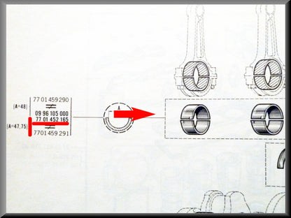 Coussinets de vilebrequin 54,55 mm (1ère cote réparation 0,25 mm) – Renault 16 – Lotus Europa - Renault 17 - Renault divers – OEM 7701450563