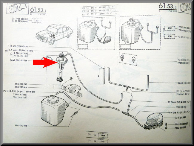 Pompe lave-glace – Renault 16 – OEM 7701017750