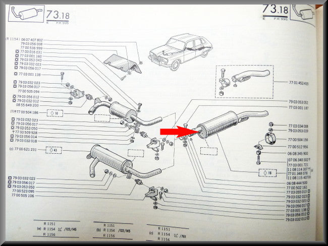 Silencieux arrière – Renault 16 tous types sauf Renault 16 L (1150) – OEM 7701348078