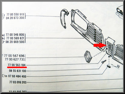Grille center piece – Renault 16 - 1150 – OEM 0428596500