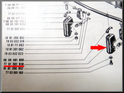 Butoir de pare-chocs avant gauche (deuxième type) - Renault 16 TL, TS (deuxième type) et TX - OEM 7701501938