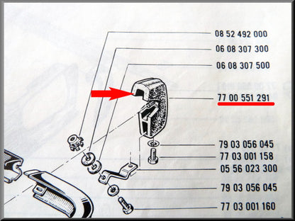 Butoir de pare-chocs arrière gauche (deuxième type) et – Renault 16 TL, TS (deuxième type) et TX – OEM 7700551291