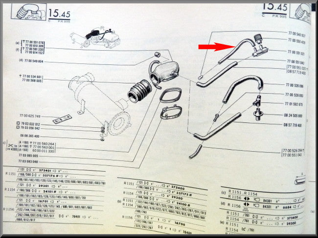 Crankcase ventilation hose for – Renault 16 TX – OEM 7700551043