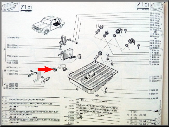 Caoutchouc d'écartement pour durite d'essence – Renault 16 – OEM 0608452400