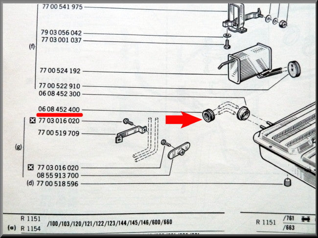 Caoutchouc d'écartement pour durite d'essence – Renault 16 – OEM 0608452400