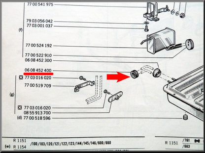 Caoutchouc d'écartement pour durite d'essence – Renault 16 – OEM 0608452400