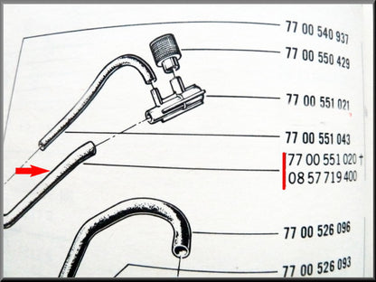 Tuyau de reniflard carter – Renault 16 TX – OEM 7700551020
