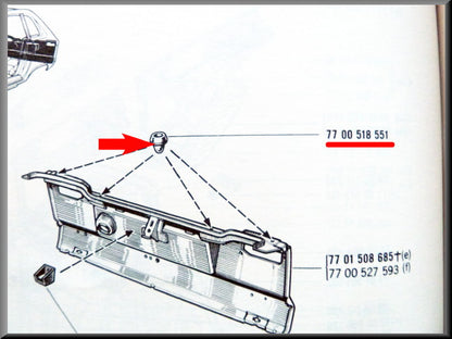 Caoutchouc panneau arrière – Renault 16 – OEM 7700518551