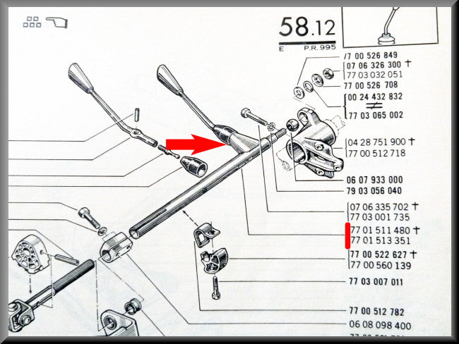 Levier de vitesse – Renault 16 tous types sauf R1150 – OEM 7701513351 – Occasion