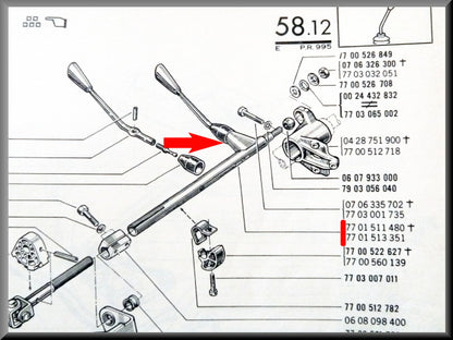 Levier de vitesse – Renault 16 tous types sauf R1150 – OEM 7701513351 – Occasion