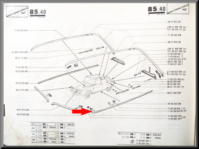 Bande chromée bas de caisse gauche – Renault 16 – OEM 0556035500 – Occasion