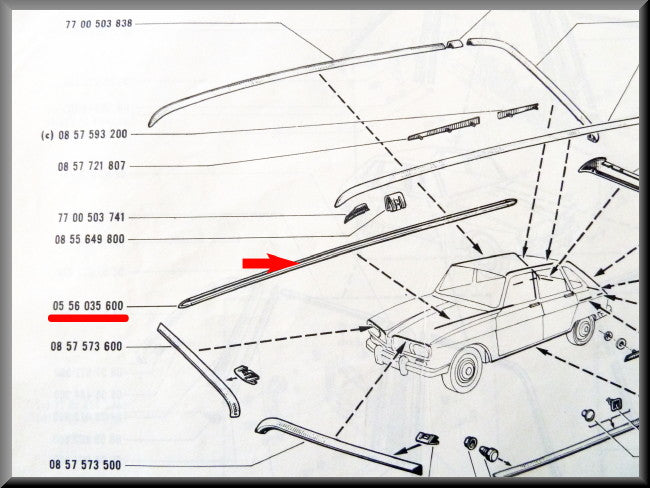 Baguette chromée bas de caisse droite – Renault 16 – OEM 0556035600 – Occasion