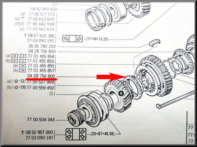 Bague de synchronisation 3ème et 4ème vitesse – Renault 12 – Renault 16 – Renault 17 - OEM 0428756800
