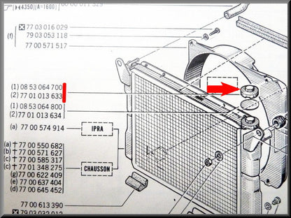 Radiateurdop – Renault 12 – Renault 16 - Renault 17 -OEM 0853064700