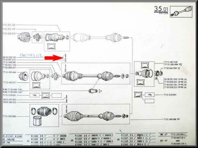 Jeu de goupilles d'axe de transmission – Renault 12 – Renault 16 - Renault 17 - OEM 0854329100 / 7903067016