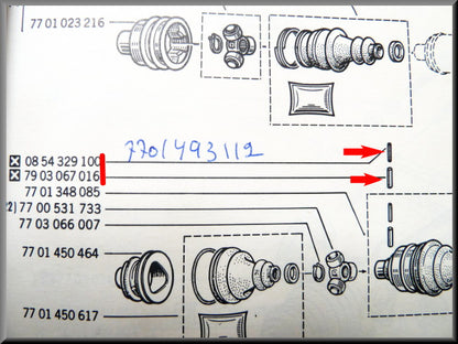 Jeu de goupilles d'axe de transmission – Renault 12 – Renault 16 - Renault 17 - OEM 0854329100 / 7903067016