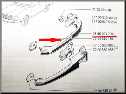 Handgreep portier buitenzijde – Renault 12 – OEM 0860021000