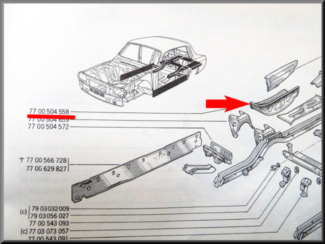 Bac roue de secours – Renault 12 – Renault 15 - Renault 17 - OEM 7700504558