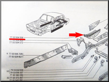 Bac roue de secours – Renault 12 – Renault 15 - Renault 17 - OEM 7700504558