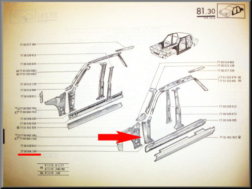 A stijl links  – Renault 12 – OEM 7700506199