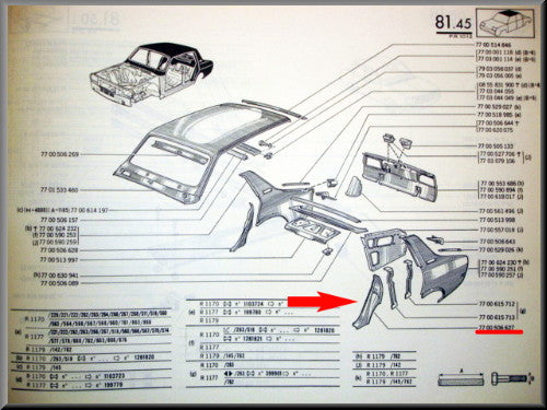 End plate left – Renault 12 – OEM 7700506627