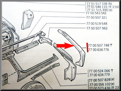 Verstevigingsbalk links achter – Renault 12 Break – OEM 7700507748