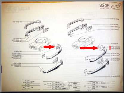 Rosaces de poignée de porte – Renault 12 – OEM 7700510166 / 7700510150