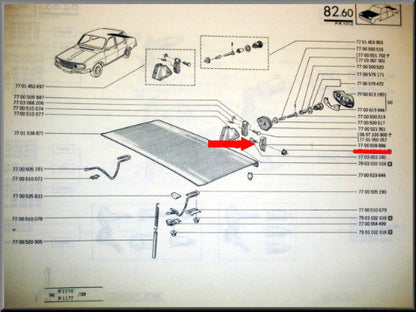 Onderste haak achterklepslot – Renault 12 – OEM 7700509886