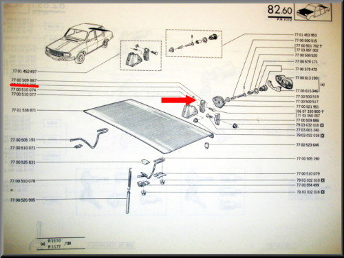 Crochet supérieur serrure de hayon noir – Renault 12 – OEM 7700509887
