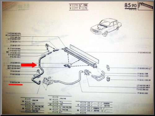 Heater hose right – Renault 12 – OEM 7700516244