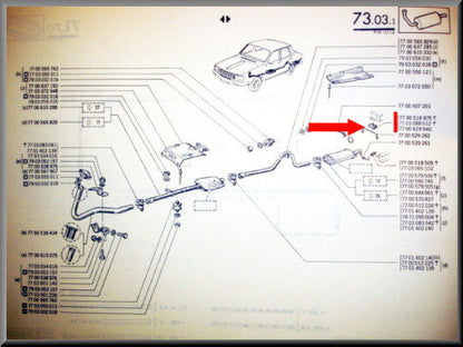 Caoutchouc pour échappement dans panneau arrière – Renault 12 – Renault 18 - OEM 7700516675