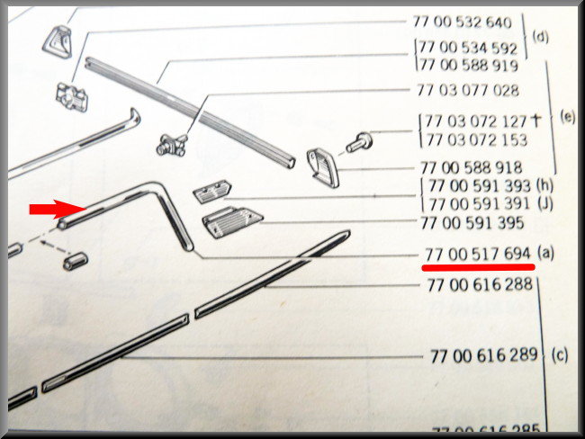 Right rear gutter molding – Renault 12 – OEM 7700517695