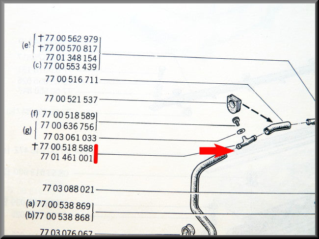 Purge durite de chauffage (métal) – Renault 12 – Renault 17 - Renault 4 - OEM 7700518588 / 7700518589