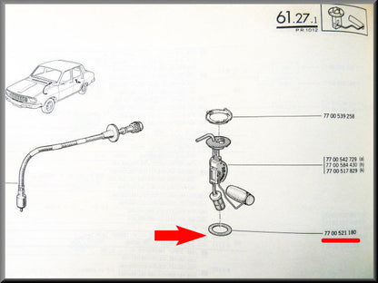 Joint jauge à carburant (liège) – Renault 12 – Renault 16 - OEM 7700521180
